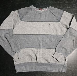 Red Dragon Pullover Mens Medium Gray Striped Sweatshirt Skateboarding RDS